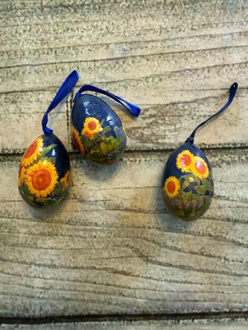 Vintage paper mache sunflower pattern egg-hanging ornaments